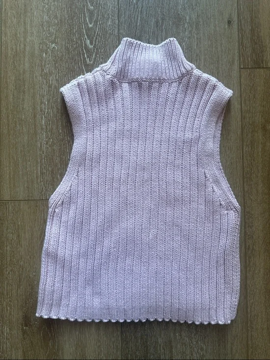 Zara Sleeveless Knit Sweater Womens Light Pink Size S High Neck - Picture 3 of 5
